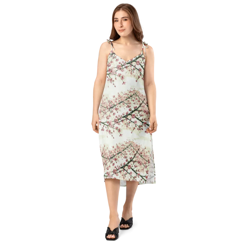 Cherry Blossom Canopy on Slip Dress — Front