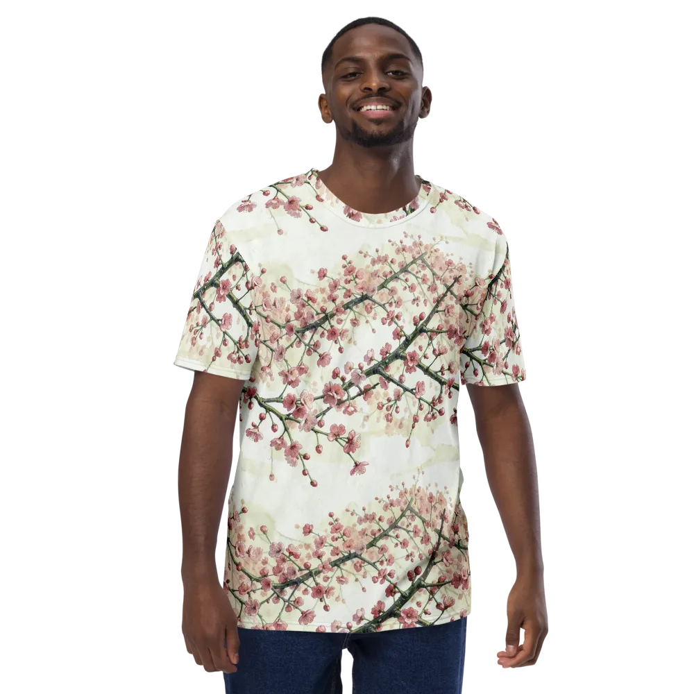 Cherry Blossom Canopy on Men's Crew Neck T-Shirt — Front