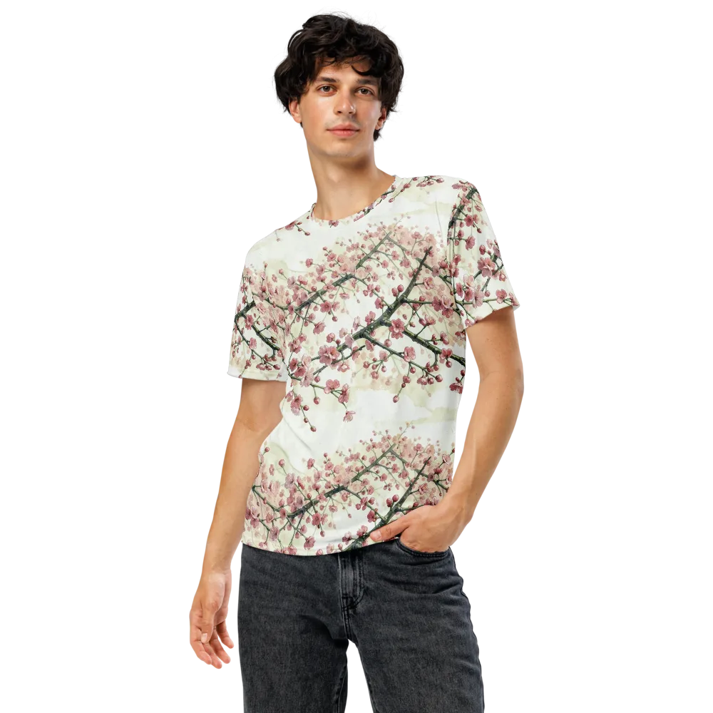 Cherry Blossom Canopy on Men's Crew Neck T-Shirt — Front