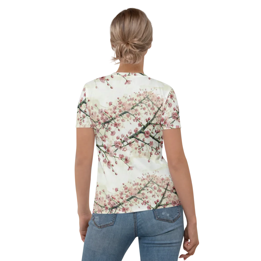 Cherry Blossom Canopy on Women's Crew Neck T-Shirt — Back