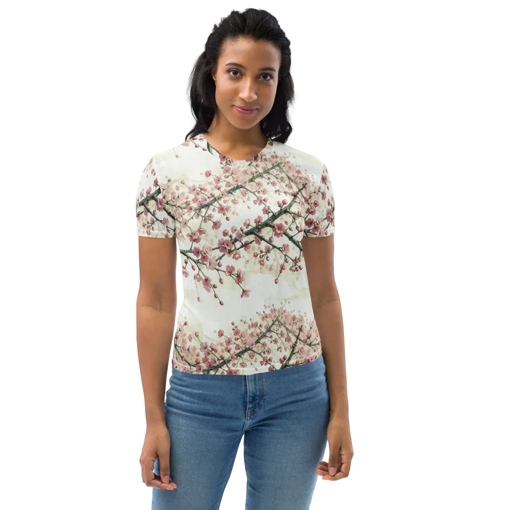 Cherry Blossom Canopy on Women's Crew Neck T-Shirt — Front