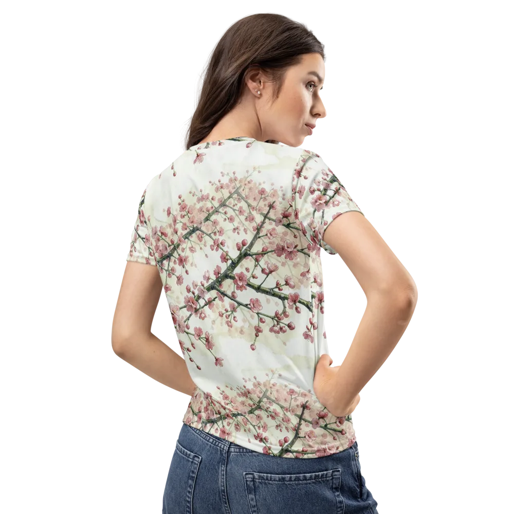 Cherry Blossom Canopy on Women's Crew Neck T-Shirt — Back