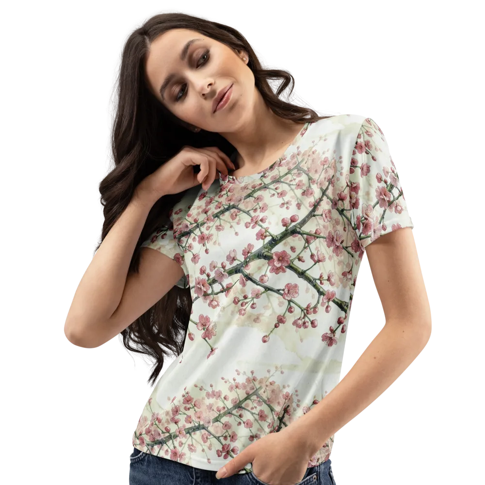 Cherry Blossom Canopy on Women's Crew Neck T-Shirt — Left Front