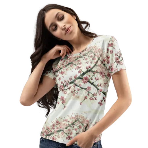 Cherry Blossom Canopy on a Women's Crew Neck T-Shirt