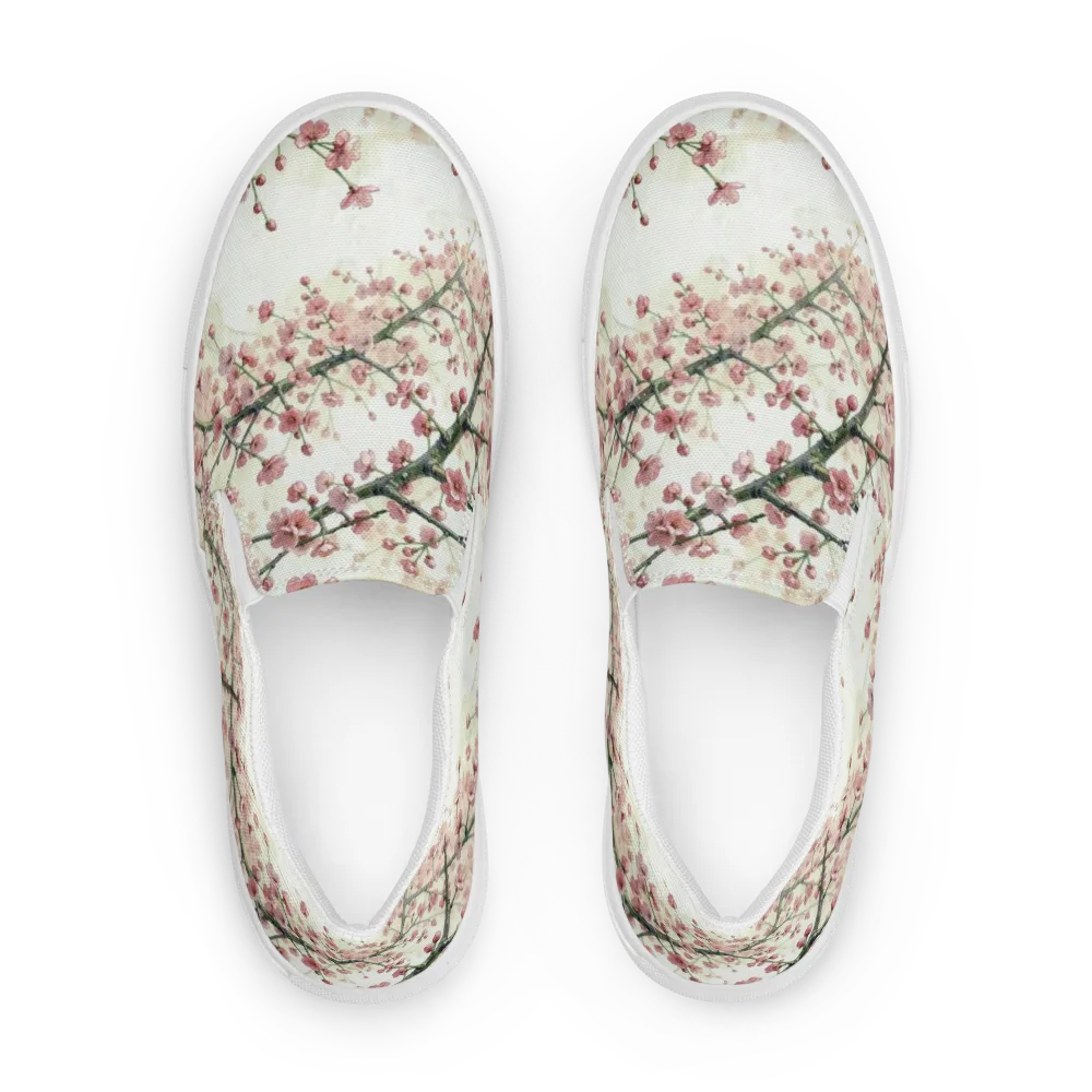 Cherry Blossom Canopy on Men's Slip-On Canvas Shoes — Front