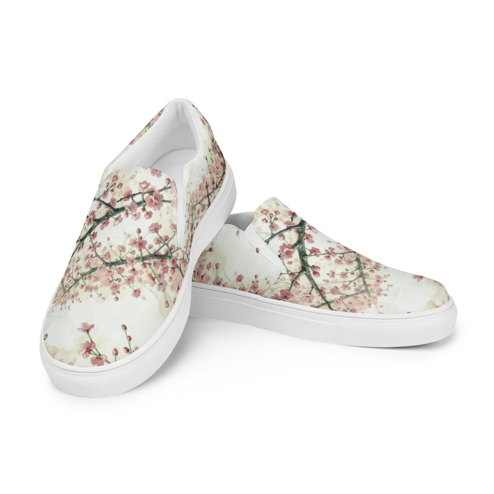 Cherry Blossom Canopy on Men's Slip-On Canvas Shoes — Left Front