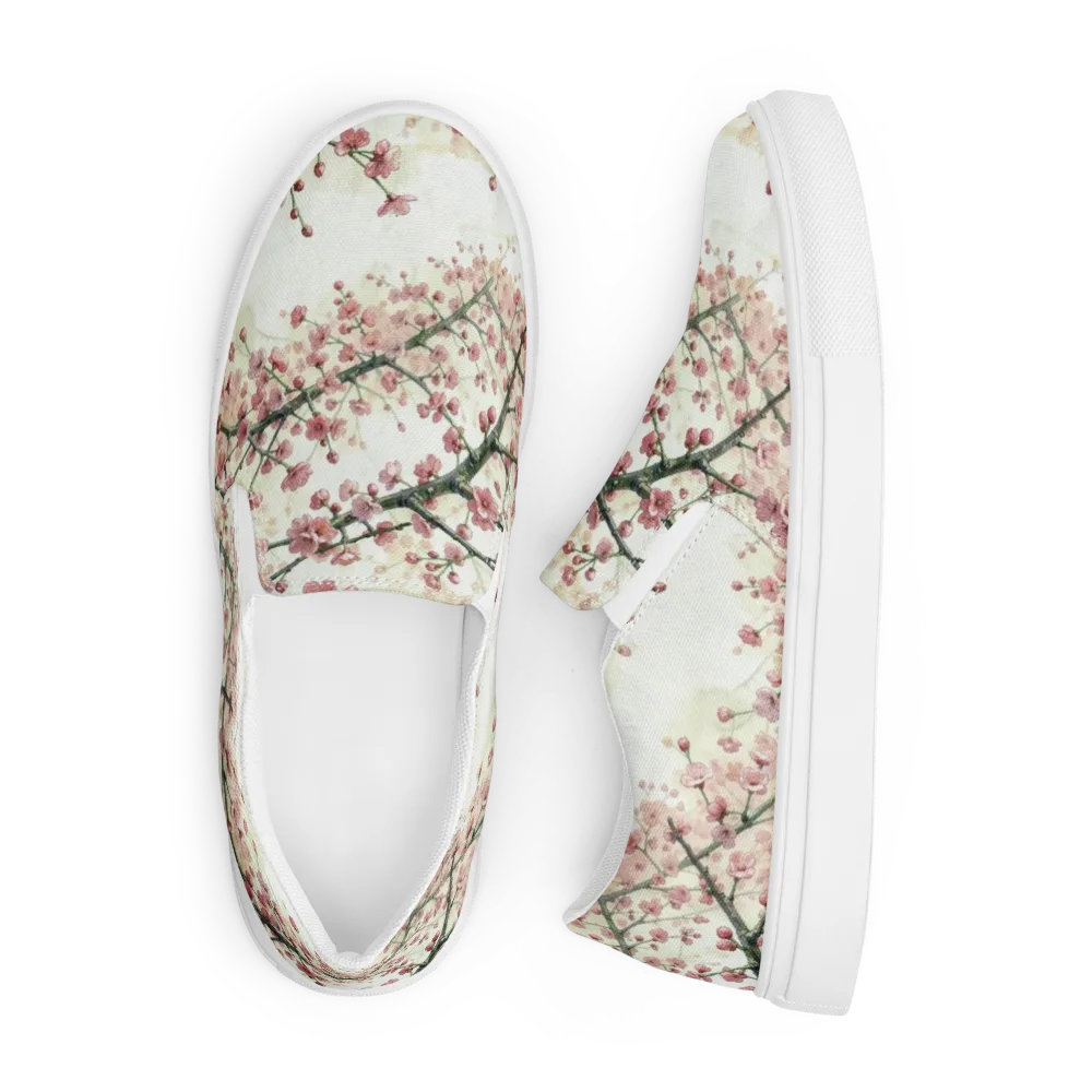 Cherry Blossom Canopy on Men's Slip-On Canvas Shoes — Front