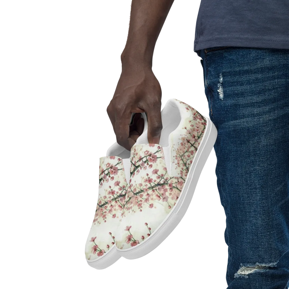Cherry Blossom Canopy on Men's Slip-On Canvas Shoes — Left Front