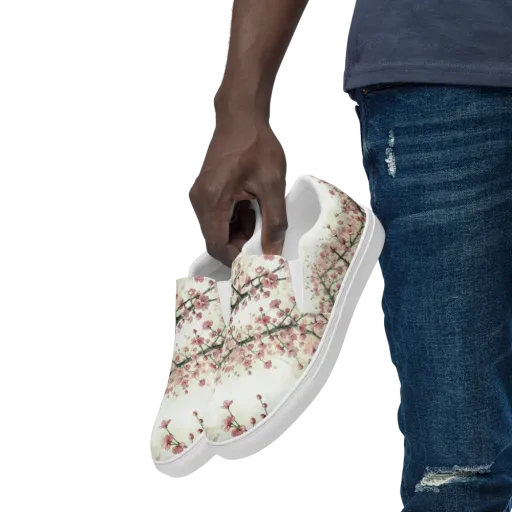 Cherry Blossom Canopy on a Men's Slip-On Canvas Shoes