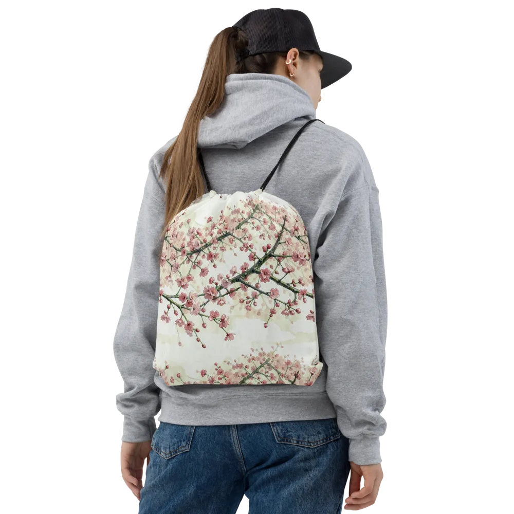 Cherry Blossom Canopy on Drawstring Bag — Front