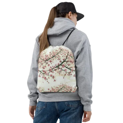 Cherry Blossom Canopy on a Drawstring Bag
