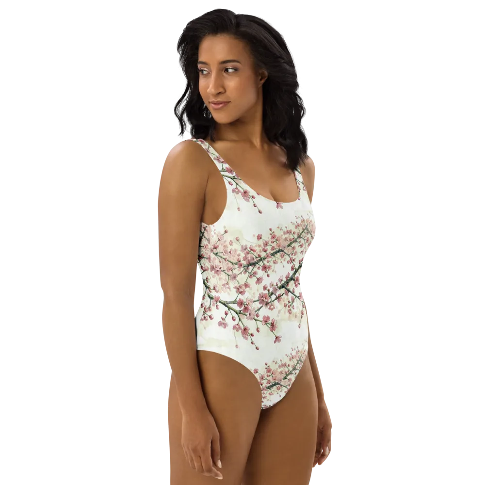 Cherry Blossom Canopy on One-Piece Swimsuit — Right