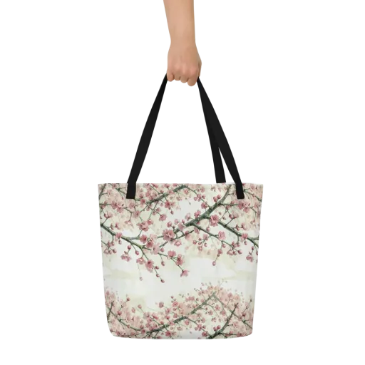 Cherry Blossom Canopy on a Large Tote Bag W/ Pocket