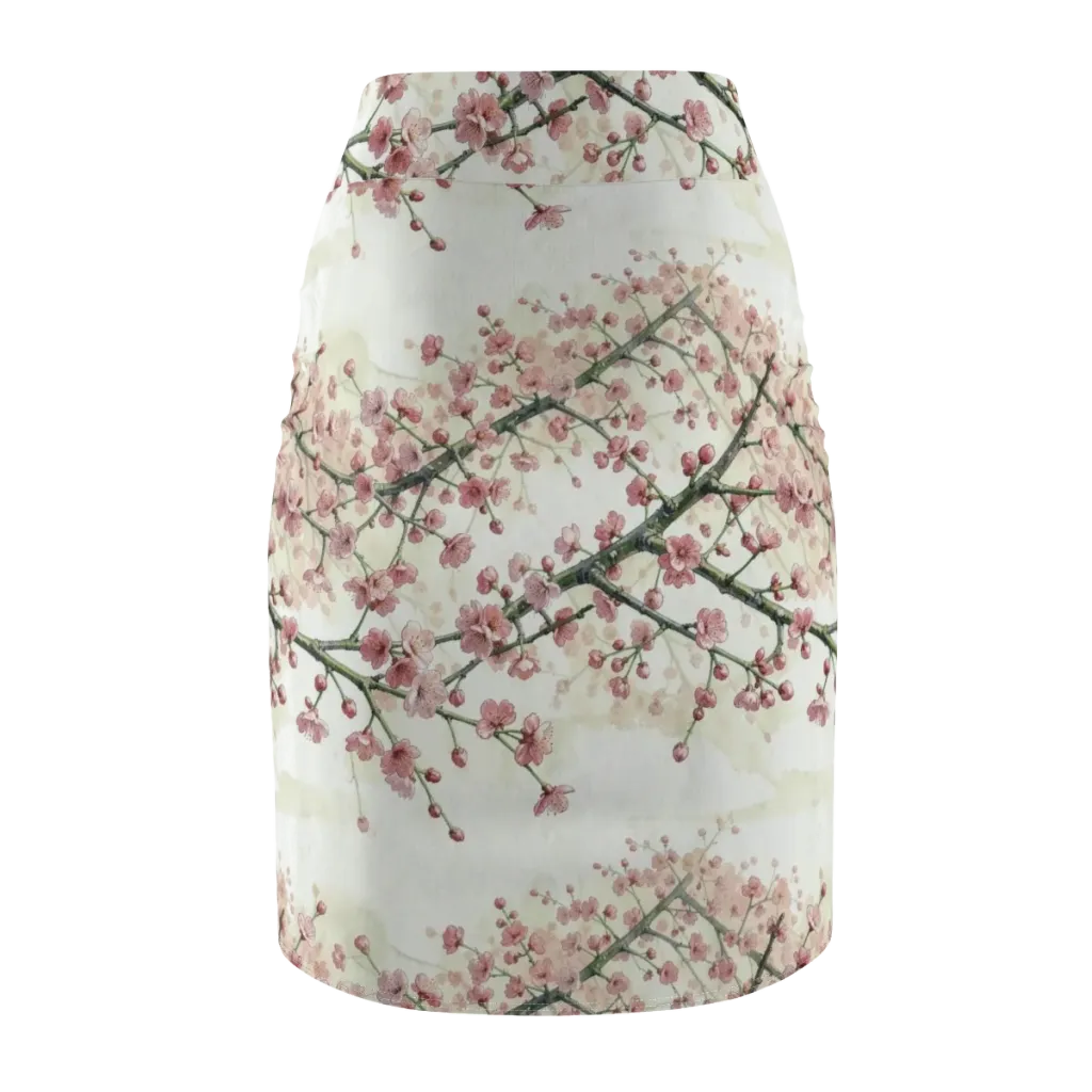 Cherry Blossom Canopy on Pencil Skirt — Back
