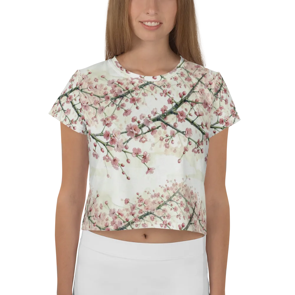 Cherry Blossom Canopy on Crop Tee — Front