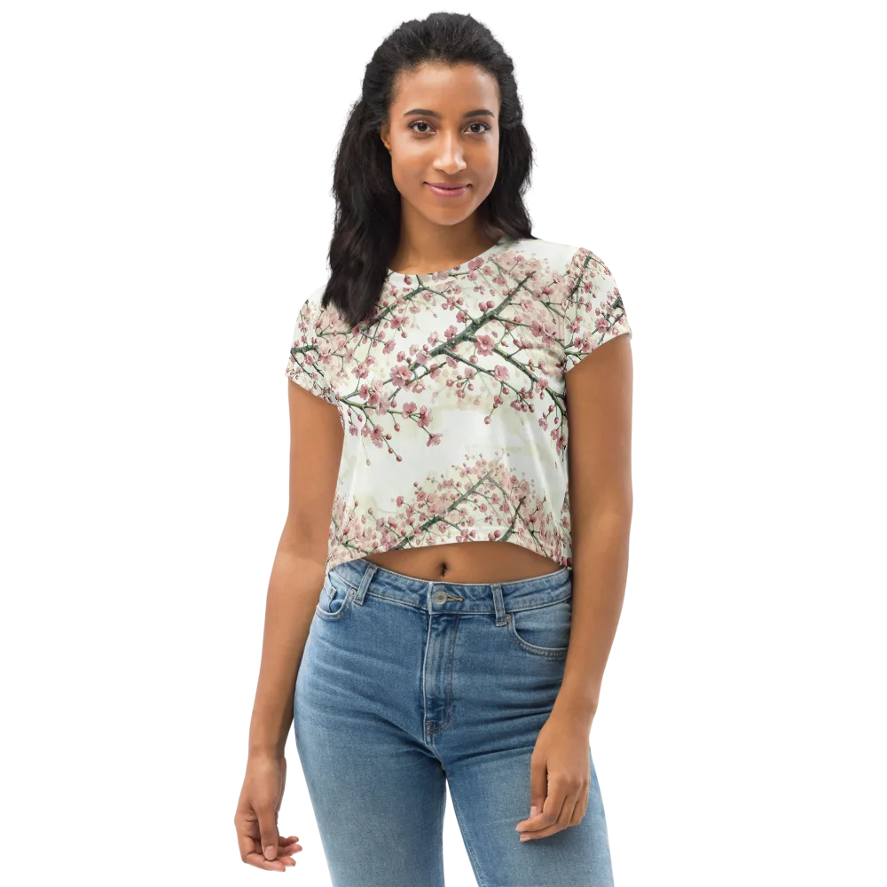Cherry Blossom Canopy on Crop Tee — Front