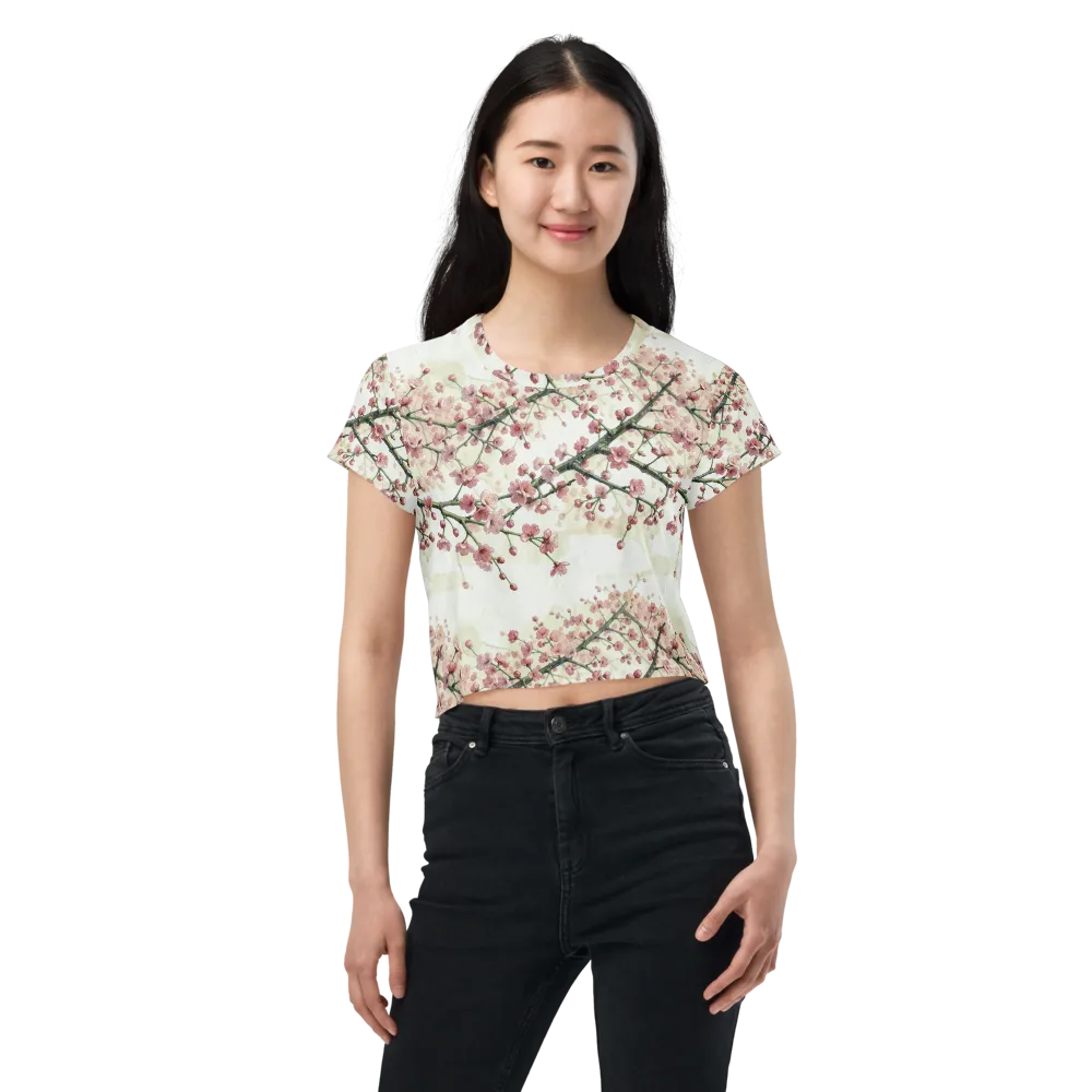 Cherry Blossom Canopy on Crop Tee — Front