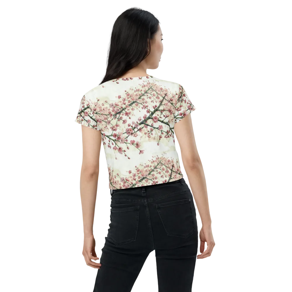 Cherry Blossom Canopy on Crop Tee — Back
