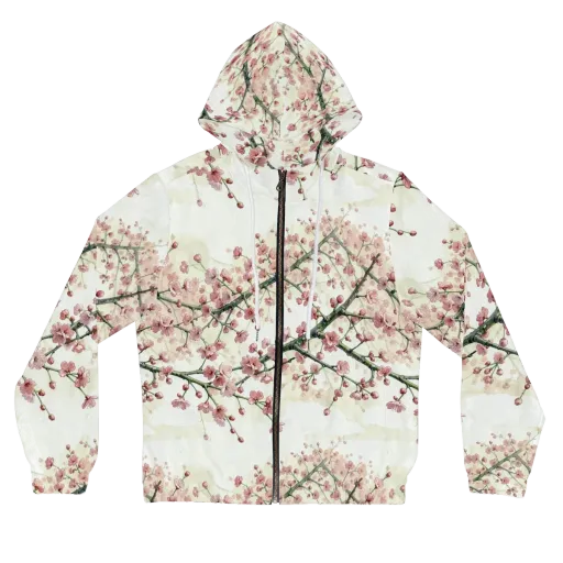 Cherry Blossom Canopy on a Women's Full-Zip Hoodie