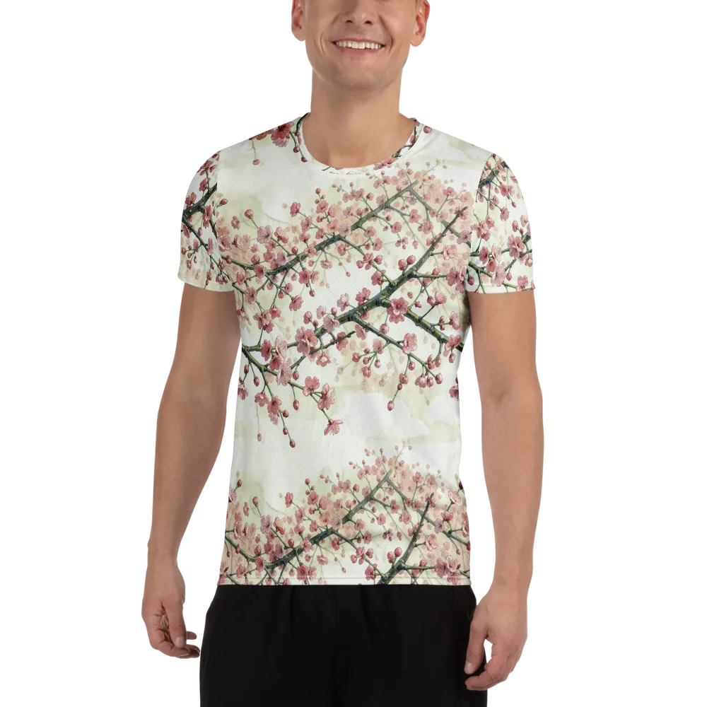 Cherry Blossom Canopy on Men's Athletic T-Shirt — Front