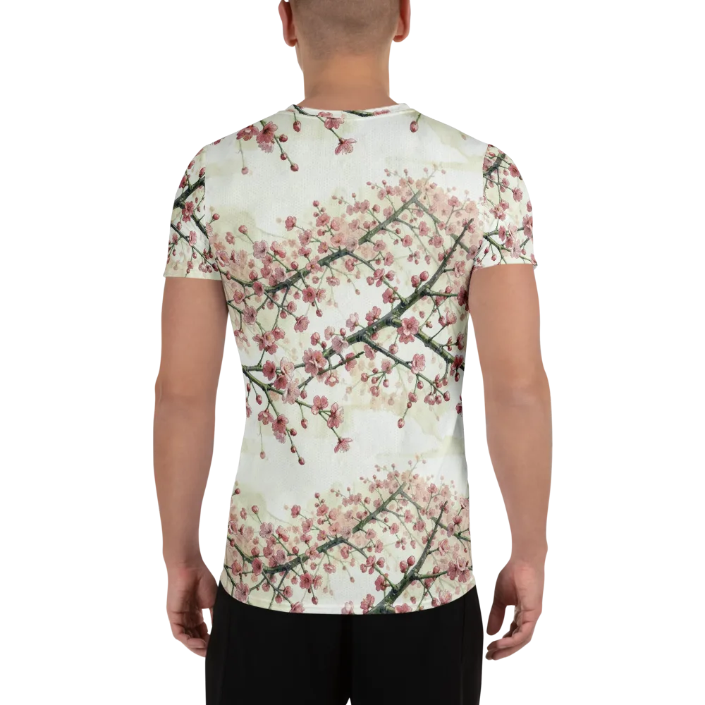 Cherry Blossom Canopy on Men's Athletic T-Shirt — Back