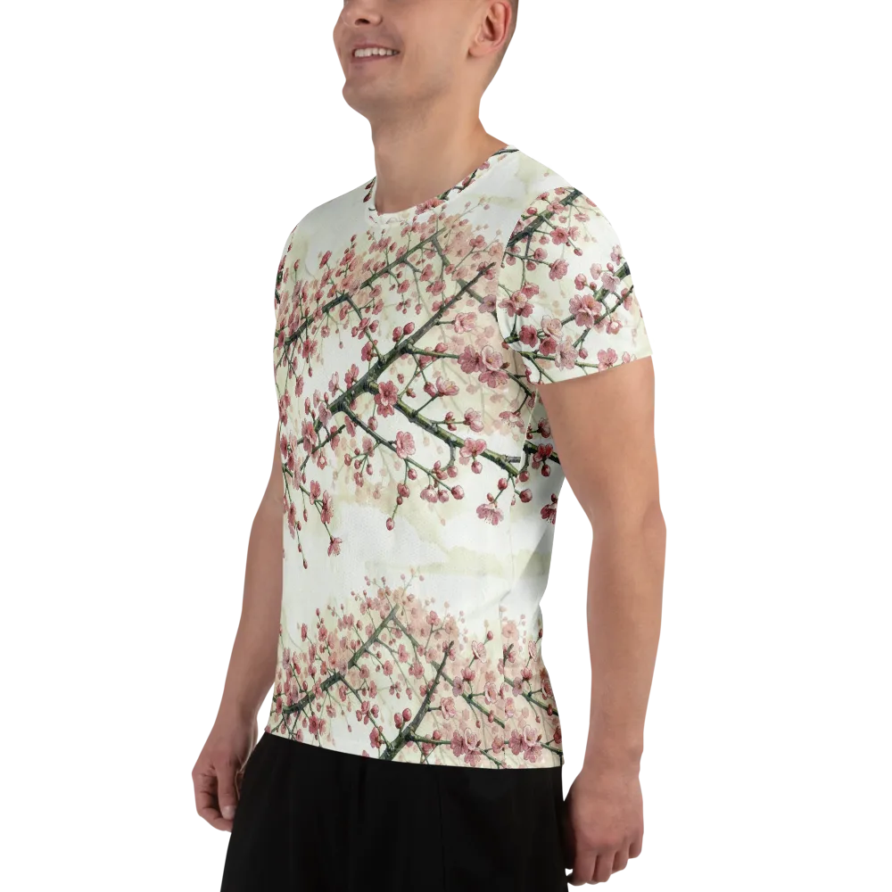 Cherry Blossom Canopy on Men's Athletic T-Shirt — Left