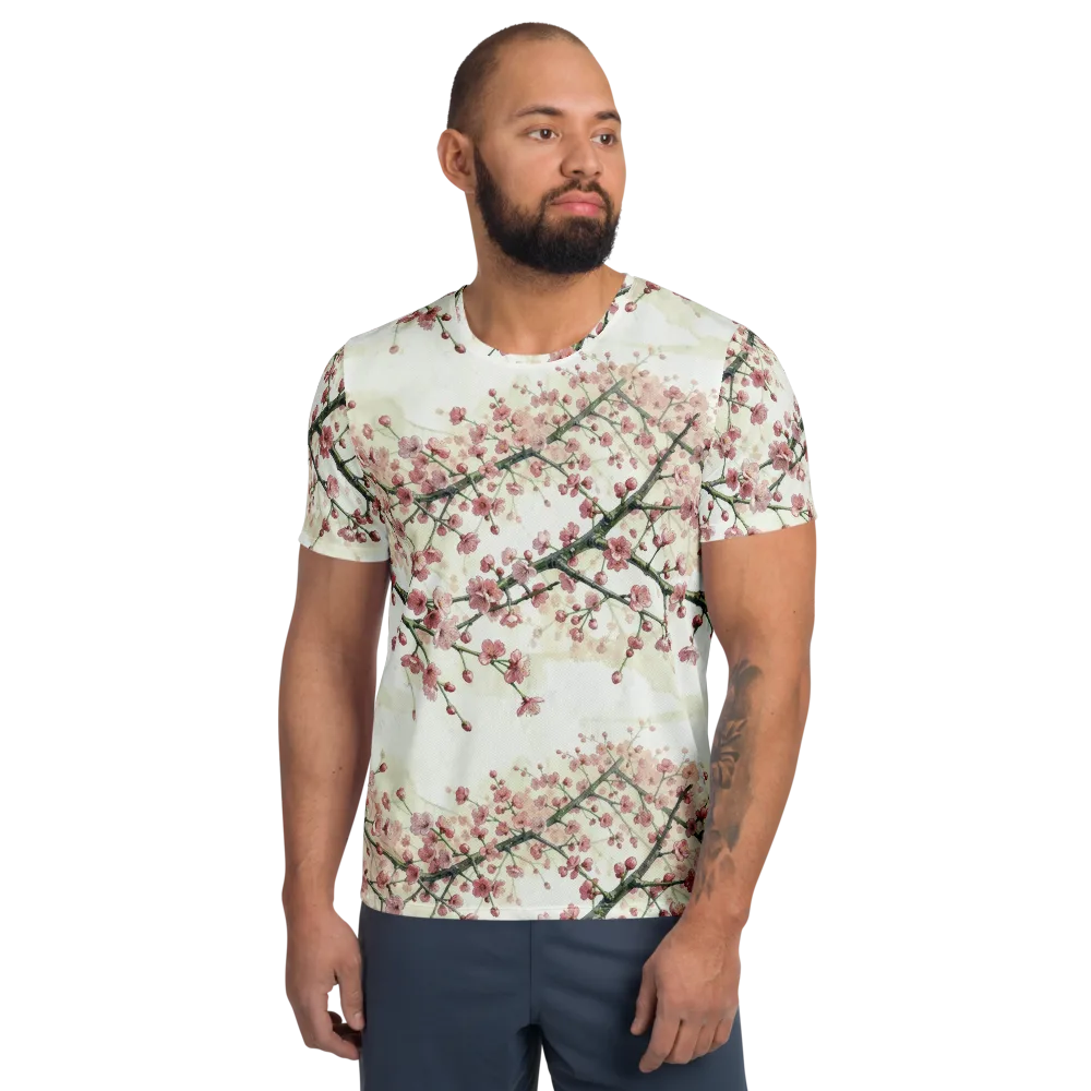 Cherry Blossom Canopy on Men's Athletic T-Shirt — Front