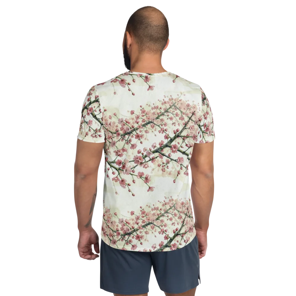 Cherry Blossom Canopy on Men's Athletic T-Shirt — Back