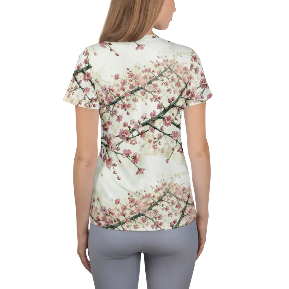 Cherry Blossom Canopy on Women's Athletic T-Shirt — Back