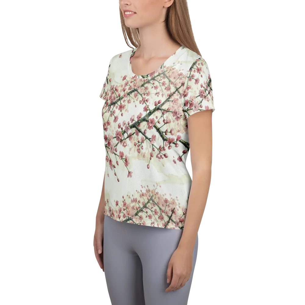 Cherry Blossom Canopy on Women's Athletic T-Shirt — Left