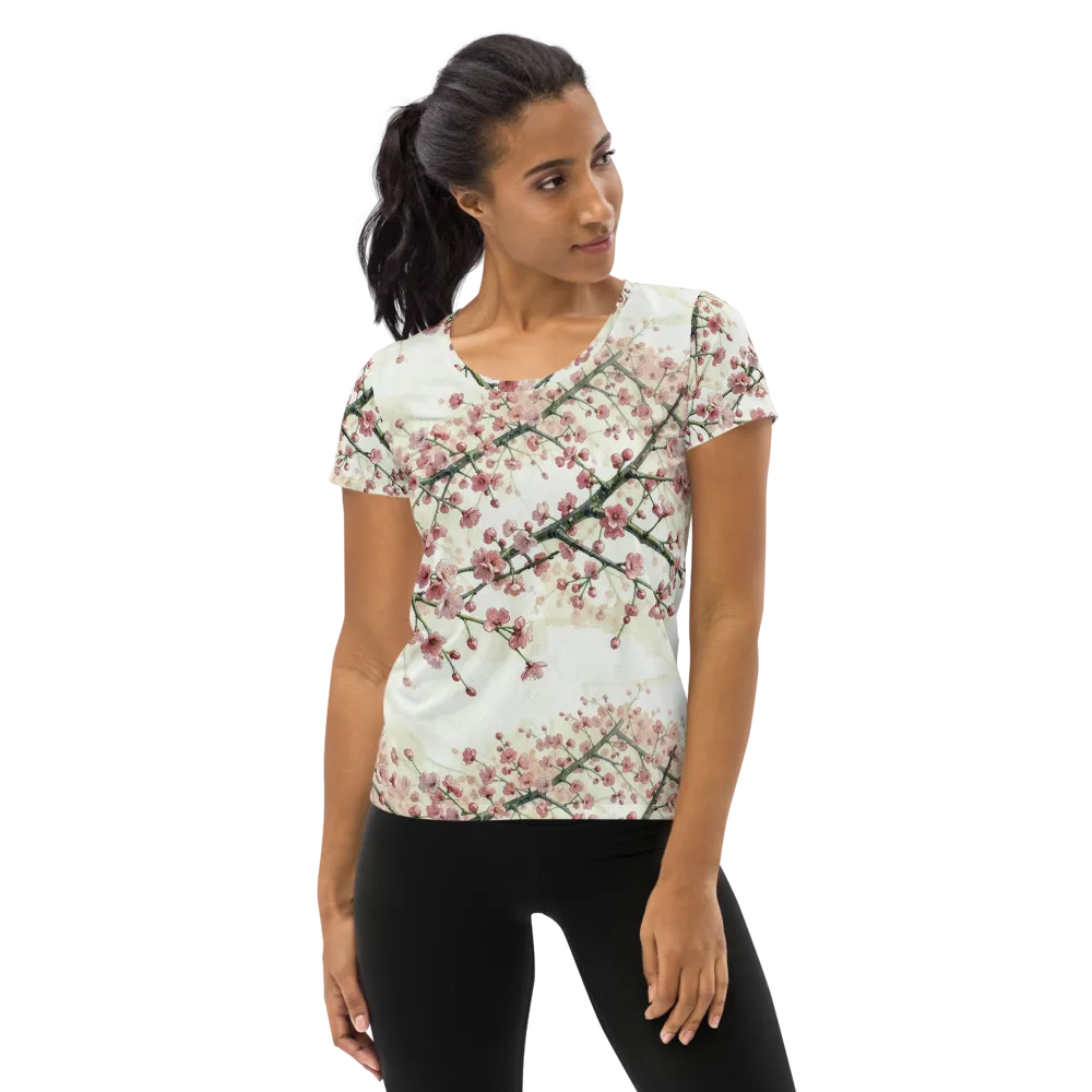 Cherry Blossom Canopy on Women's Athletic T-Shirt — Front