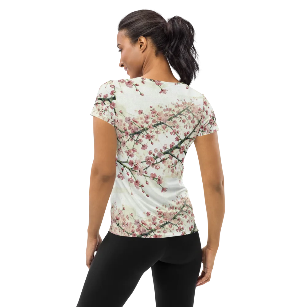 Cherry Blossom Canopy on Women's Athletic T-Shirt — Back
