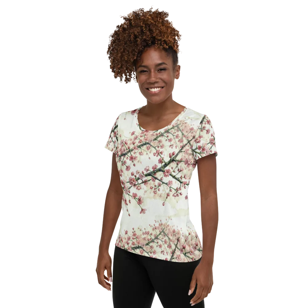 Cherry Blossom Canopy on Women's Athletic T-Shirt — Left