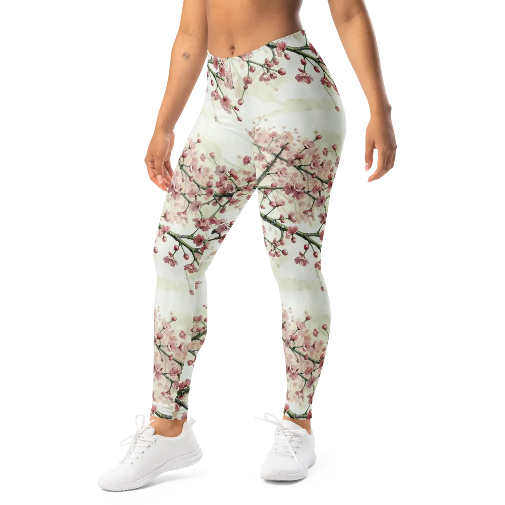 Cherry Blossom Canopy on Leggings — Left Front