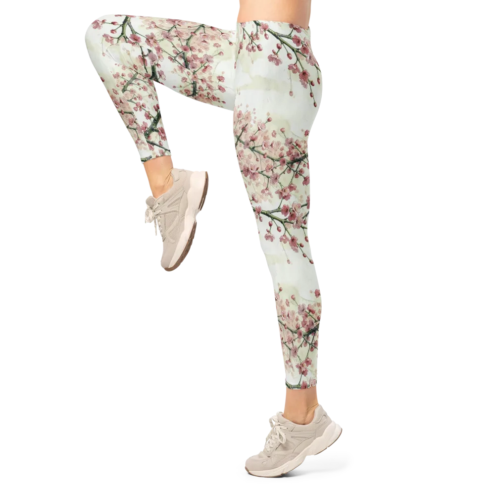Cherry Blossom Canopy on Leggings — Left