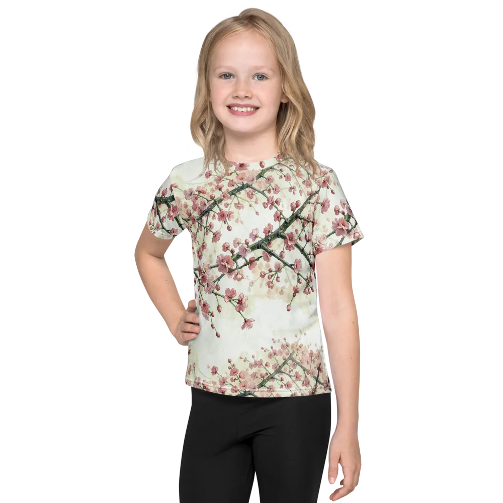 Cherry Blossom Canopy on Kids Crew Neck T-Shirt — Front