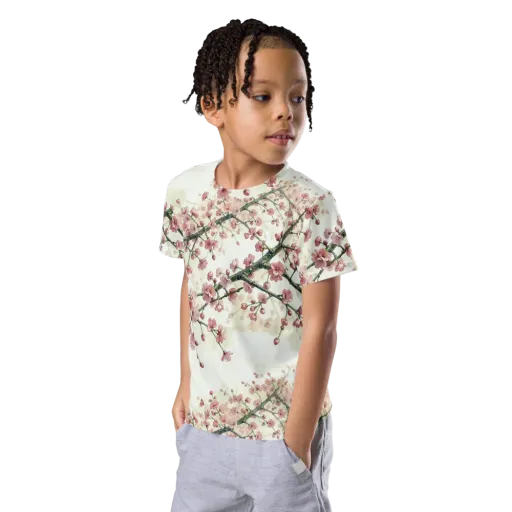 Cherry Blossom Canopy on a Kids Crew Neck T-Shirt