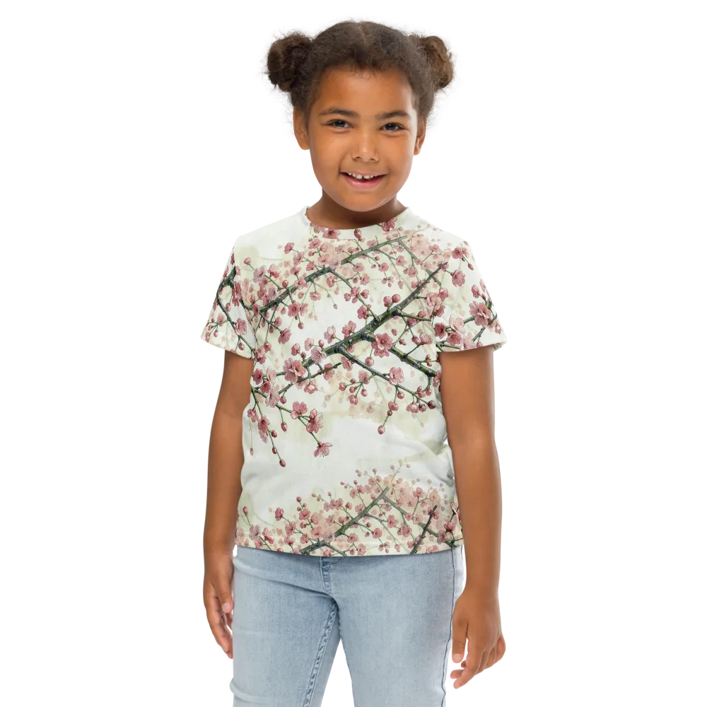 Cherry Blossom Canopy on Kids Crew Neck T-Shirt — Front