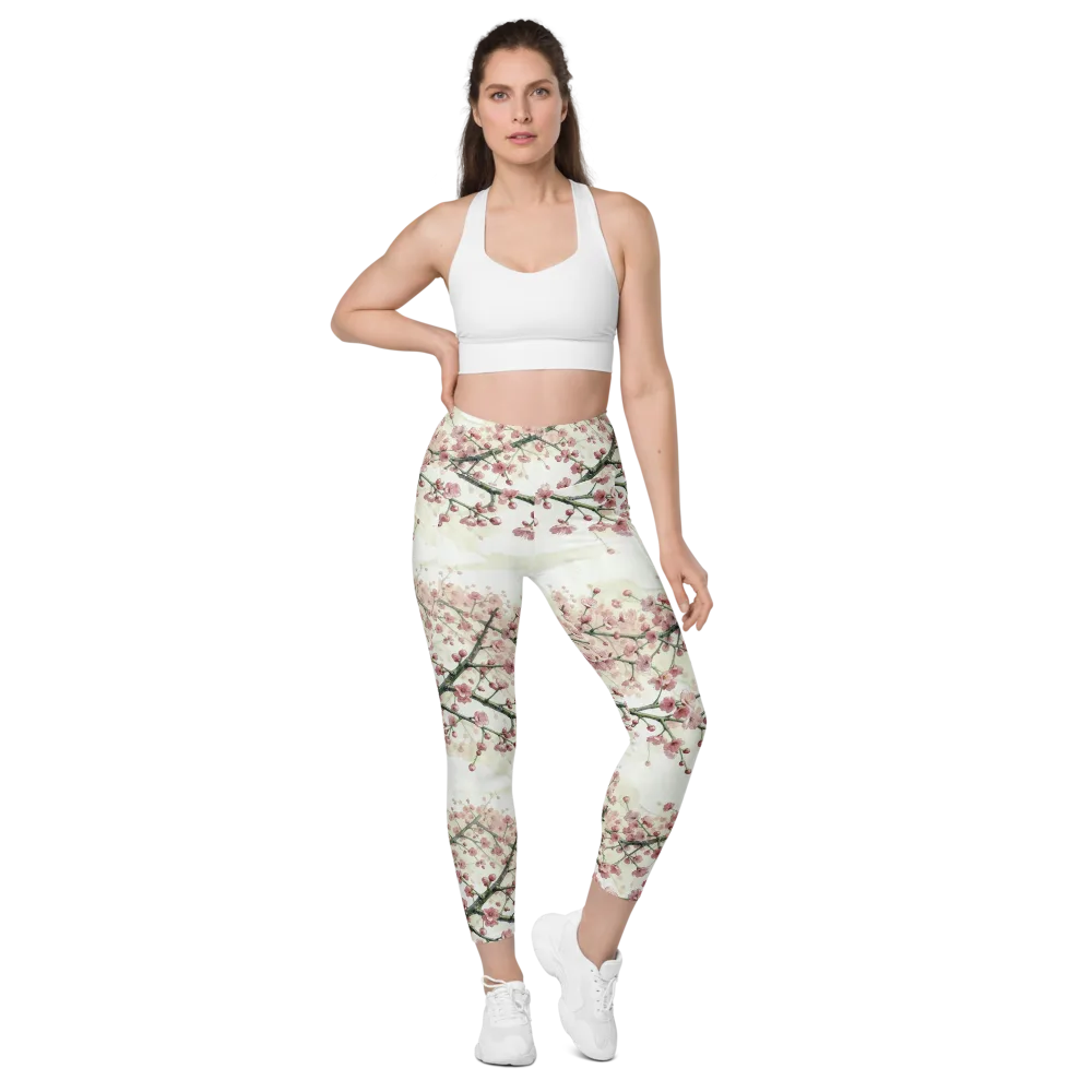 Cherry Blossom Canopy on Leggings with Pockets — Front