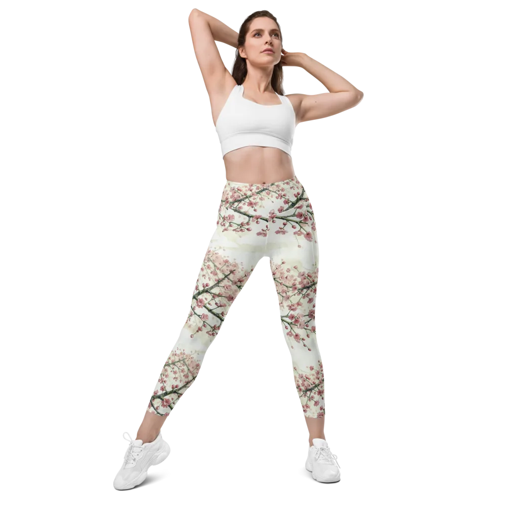 Cherry Blossom Canopy on Leggings with Pockets — Front