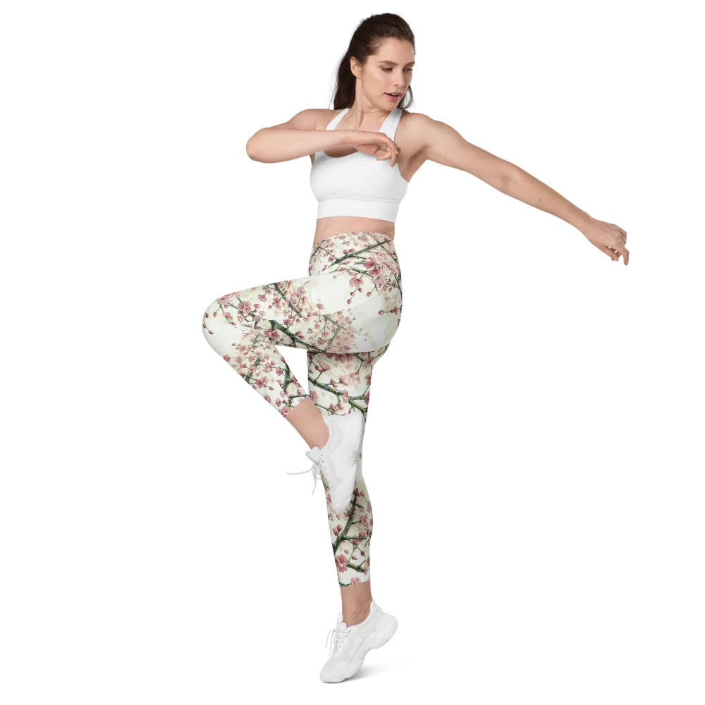 Cherry Blossom Canopy on Leggings with Pockets — Left Front