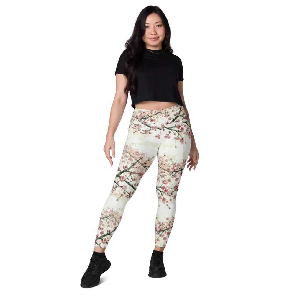 Cherry Blossom Canopy on Leggings with Pockets — Front