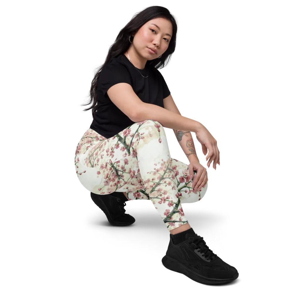Cherry Blossom Canopy on Leggings with Pockets — Right Front