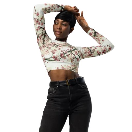 Cherry Blossom Canopy on a Long Sleeve Crop Top