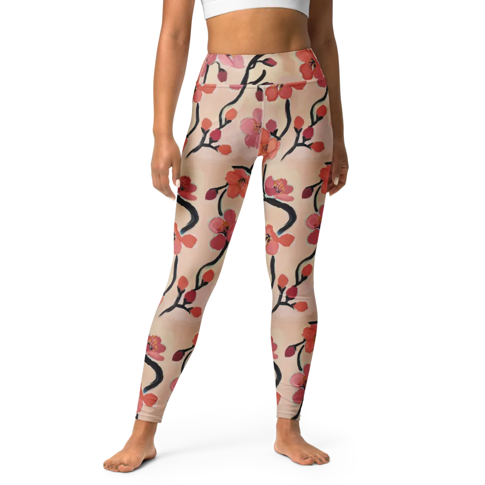 Coral Branchwork on Yoga Leggings — Front