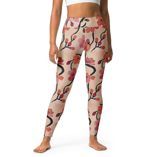 Coral Branchwork on a Yoga Leggings