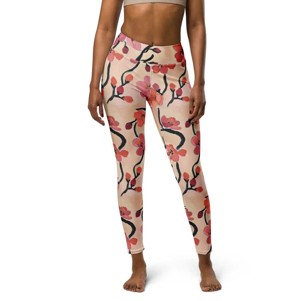 Coral Branchwork on Yoga Leggings — Front