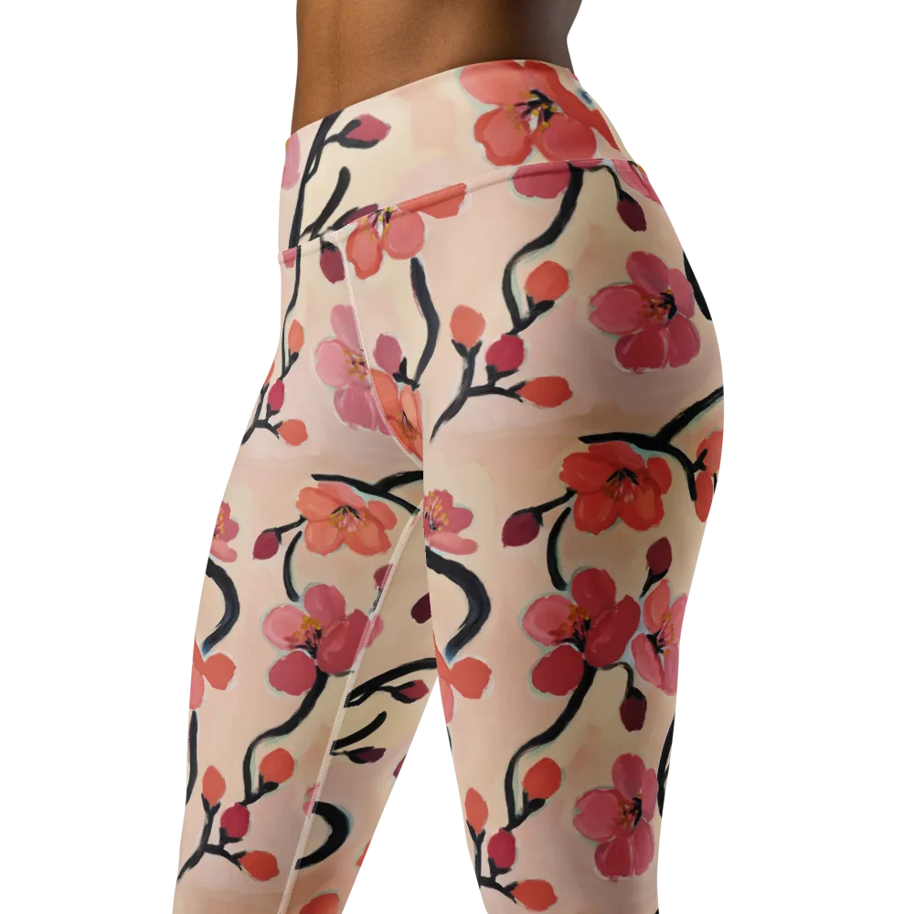 Coral Branchwork on Yoga Leggings — Left Front