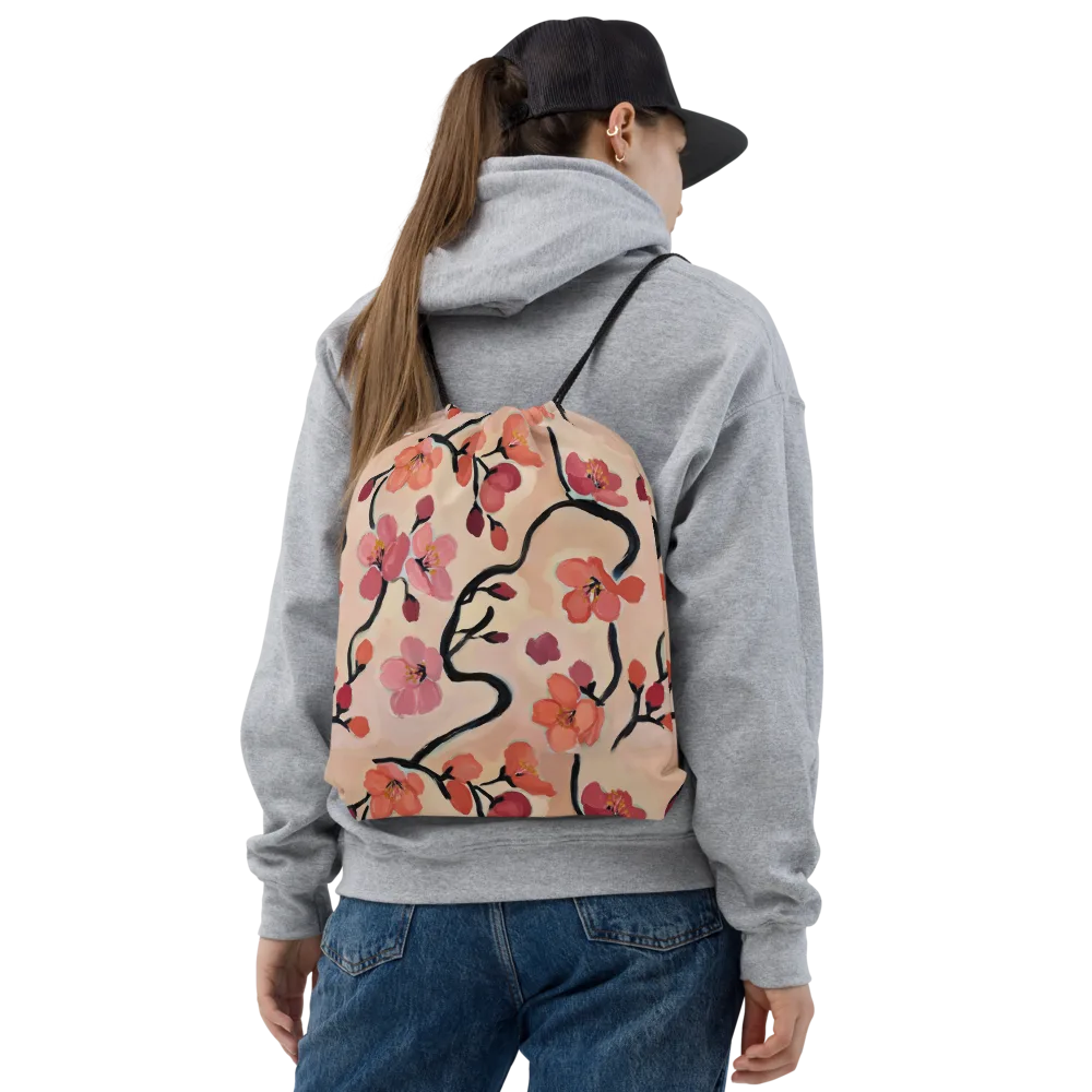 Coral Branchwork on Drawstring Bag — Front