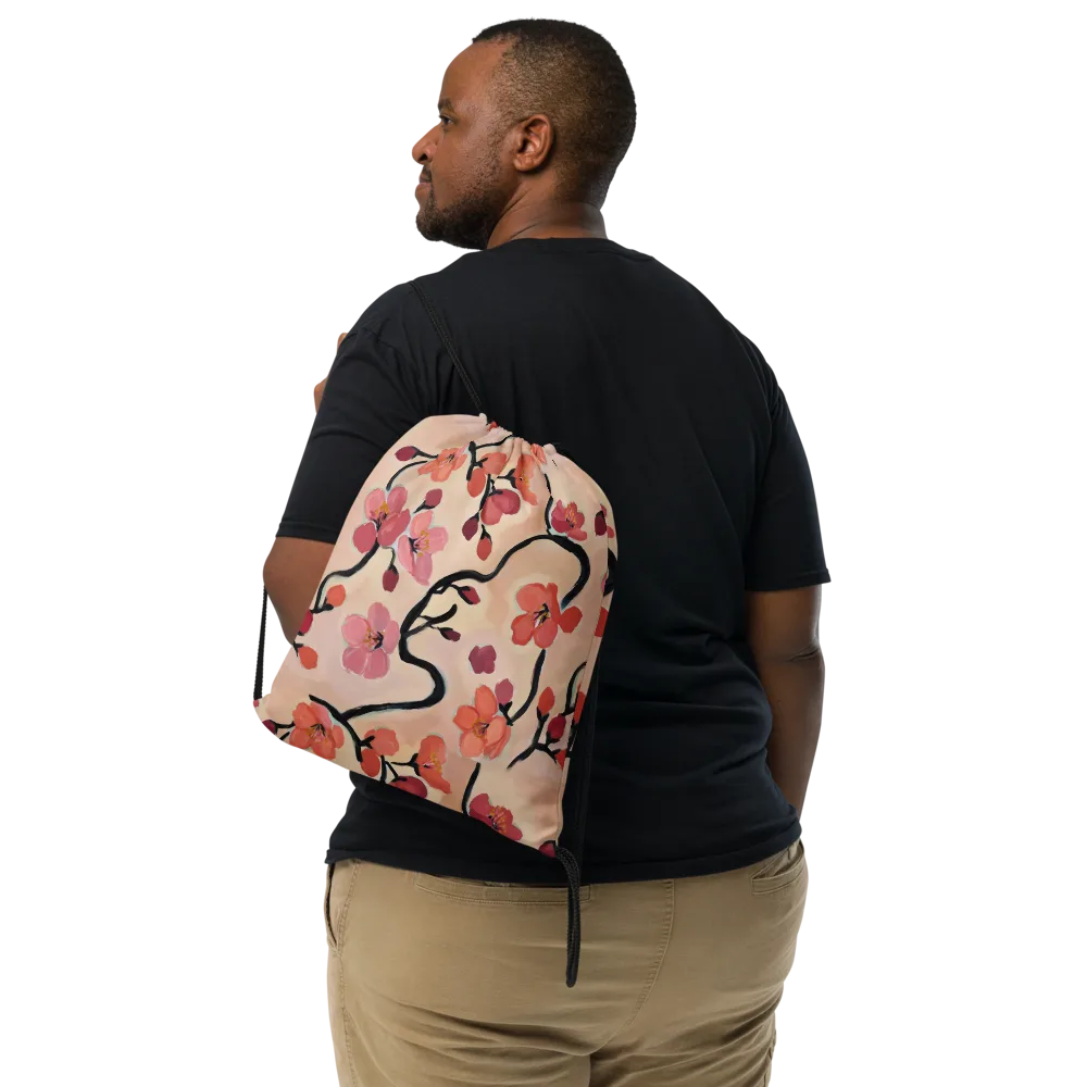 Coral Branchwork on Drawstring Bag — Front